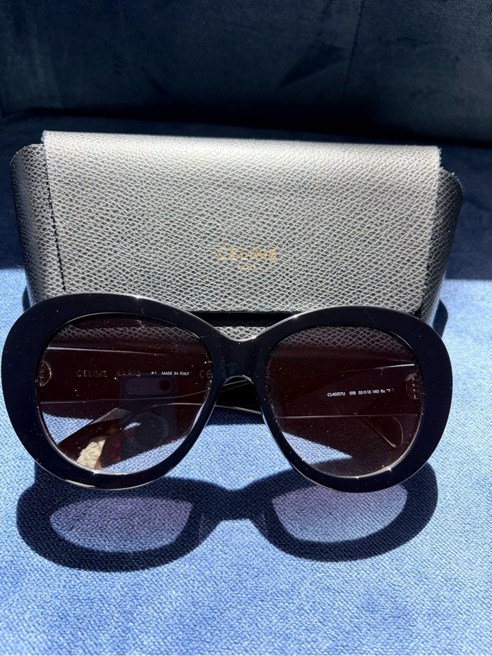 Celine Black Oversized Round Sunglasses with Dark Lenses